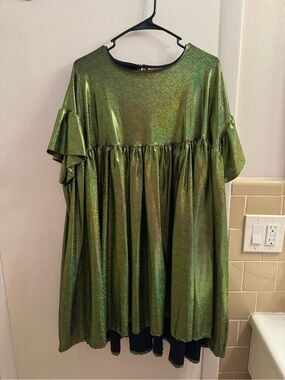 Nettle Studios - Mini Mushroom Dress - Green holographic glitter - OS-